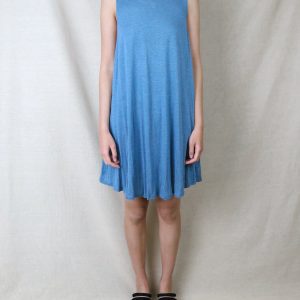 Basic Sleeveless Burnout Swingy Tank Dress in Ckoey Blue