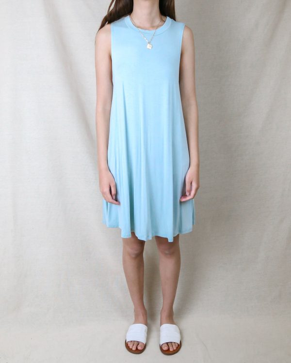 Basic Sleeveless Swingy Tank Dress in Mint